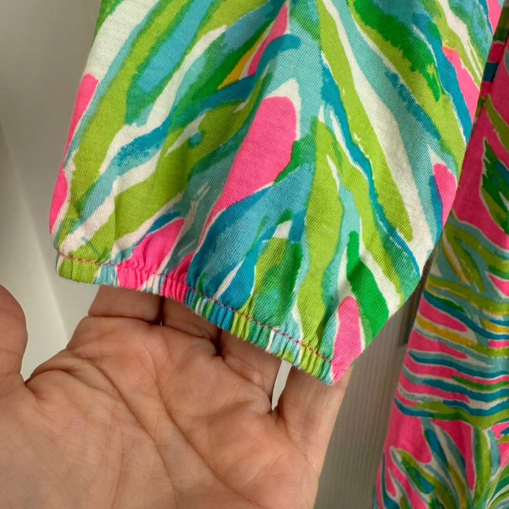 Girls Lilly Pulitzer Mini Enna Dress Tiki Pink Royal Lime‎ Green sz XL (12-14) - Picture 4 of 5